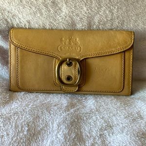 Coach Bleecker Tan Leather Buckle Wallet